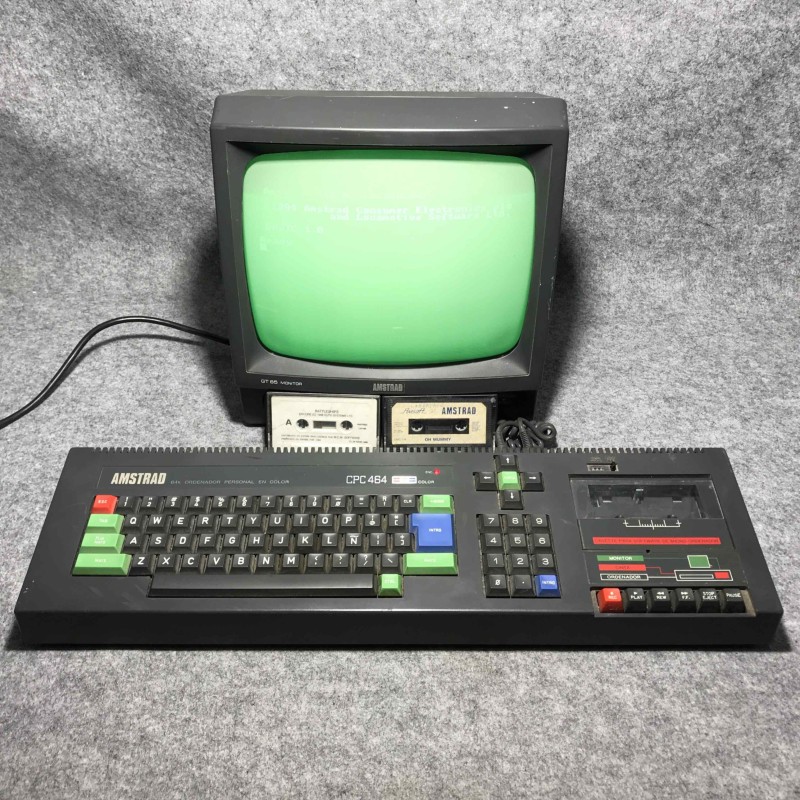 AMSTRAD CPC 464+MONITOR GT65+BATTLESHIPS+OH MUMMY