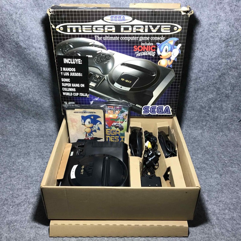 MEGA DRIVE CON CAJA + 2 MANDOS + SONIC + MEGA GAMES